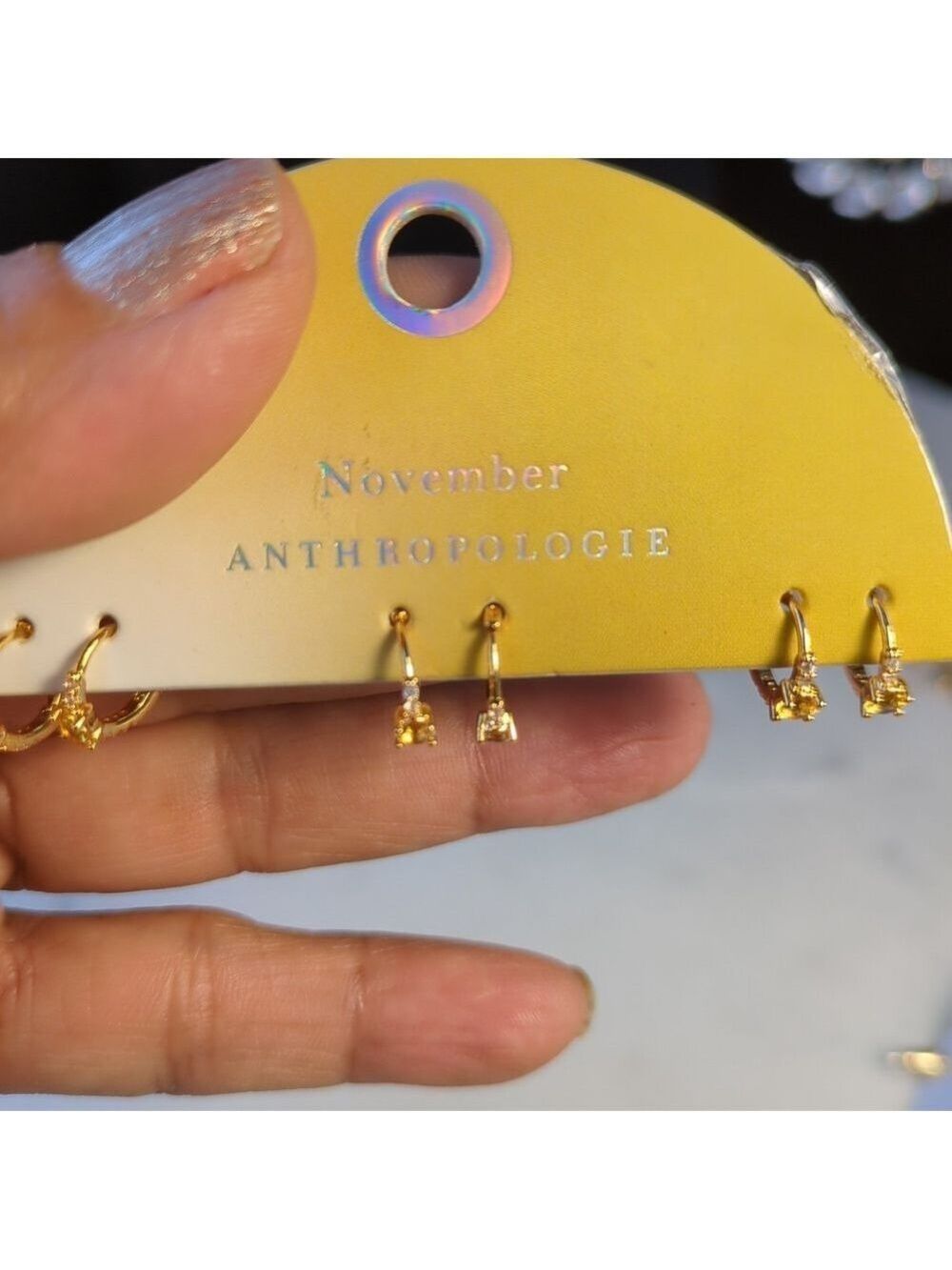 Anthropologie Small Hoop & Stud 14K Gold Plated Earrings Set, 3 Pairs - NWT - Picture 3 of 9